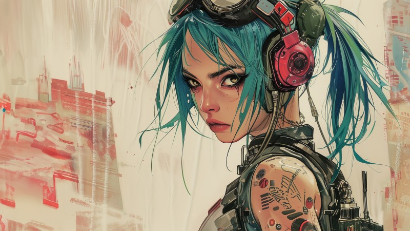 AI Art, Women, Cyberpunk, Illustration Wallpaper