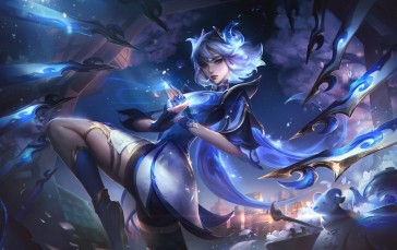 Alsie Lau, Drawing, Irelia (League of Legends), Blue, Fantasy Art Wallpaper