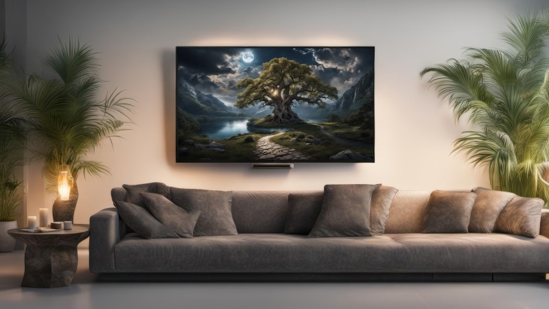 AI Art, Living Rooms, Couch, Plants Wallpaper