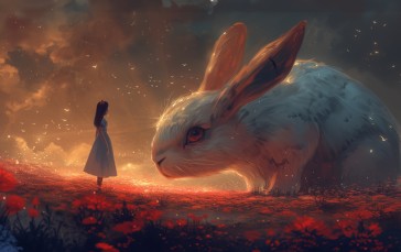 AI Art, Illustration, Alice in Wonderland, Rabbits Wallpaper