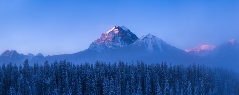 Winter, Snow, Mist, Mountains, Forest Wallpaper